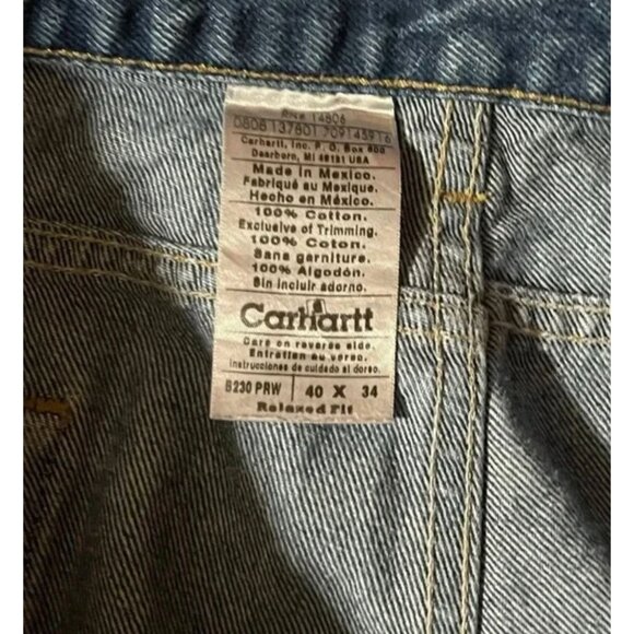 Carhartt Mens Relaxed Fit Blue Jeans 40x34 100% Cotton Denim Durable Workwear - Picture 4 of 4